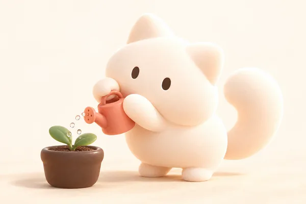 每日成长主题小猫插画